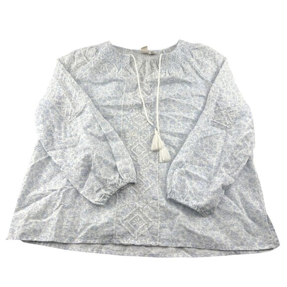 Joie Women's size Medium Blouse Long Sleeve Pullover light blue floral boho - Picture 1 of 6